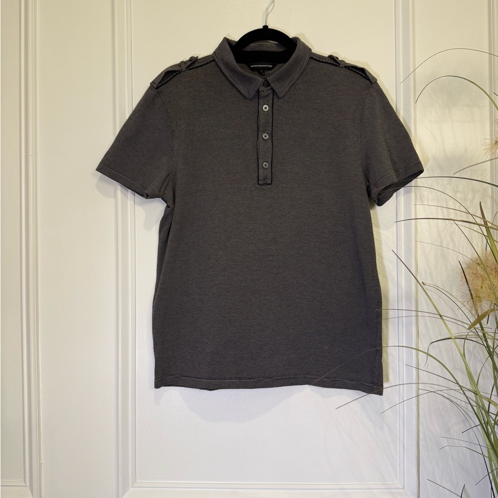 Express Gray Polo Shirt Classic Knit Design